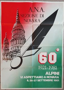 Manifesto ANA 60^ Adunata Nazionale Associazione Nazionale Alpini Novara 1981 - Imagen 1 de 1