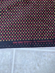 Maywood Studio 1 1/8 yd After School Adventures Black w/ Red circles orange line - Picture 1 of 4