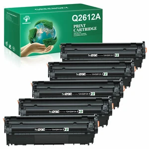 5 PK Q2612A 12A Black Toner Compatible for HP LaserJet 1015 1020 1022 3055 M1319 - Picture 1 of 5
