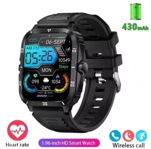 Men's Military Sport Smart Watch 1.96 Screen Blood Oxygen Bluetooth Call Watch - Picture 1 of 9