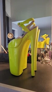 High heel shoes sandal tacco alto platform plateau zeppa Giallo neon 36 37 - Foto 1 di 4