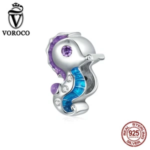 Voroco 925 Sterling Silber Traum-Seepferdchen Dangle Damen Armband Charm Beads - Picture 1 of 12