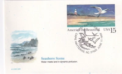 Seashore Scene Cape Hatteras, NC 1989 USPS First Day Cover - Image 1 of 2