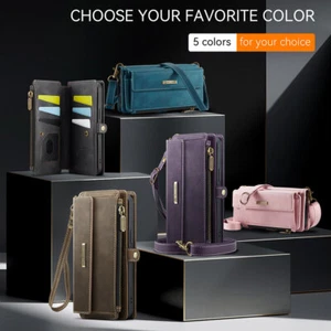 Wallet Card Holder Zipper Crossbody Phone Case Cover Bag for iPhone 16 Pro Max - Bild 1 von 15