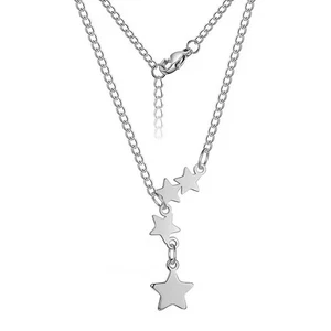 Womens Retro Star Y-Necklace Silver 316L Stainless Steel Superstar Lariat Tassle - Picture 1 of 6