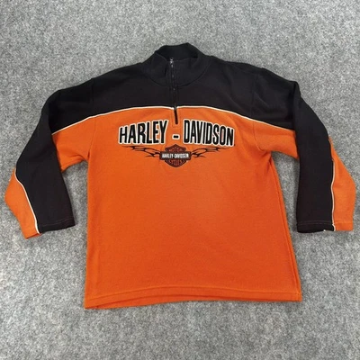 Sudadera Harley-Davidson Juvenil Grande 12/14 Naranja Negra Cuarto Cremallera Cuello Simulado Foto 1 de 4