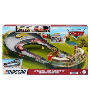 Disney And Pixar Cars Nascar Lane Change Race Playset With 2 Toy Vehicles - Picture 1 of 5