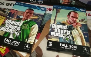 *GRAND THEFT AUTO V VIDEOSPIEL WERBUNG Doppelseitig 2 Boxen - Bild 1 von 6