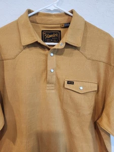 Camisa Polo Howler Brothers XL Para Hombre Oro Mostaza A Presión Bolsillo Occidental Logo H+B - Imagen 1 de 9