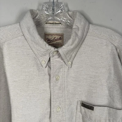 Woolrich Shirt Mens Oatmeal Sportsman Chamois Long Sleeve Button Down Beige XL - Image 1 of 4