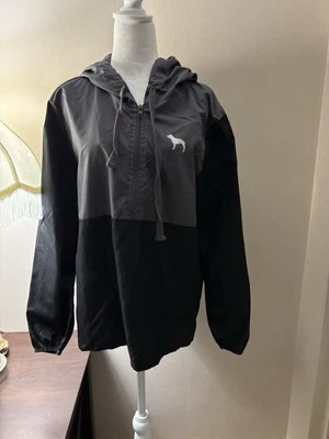 Victoria's Secret Anorak черный и серый 1/2 молнии ветровка шнурок размер M/L - Изображение 1 из 4