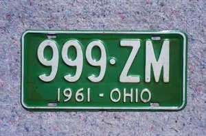 Placa de matrícula OHIO 1961 # 999 - ZM - Imagen 1 de 3