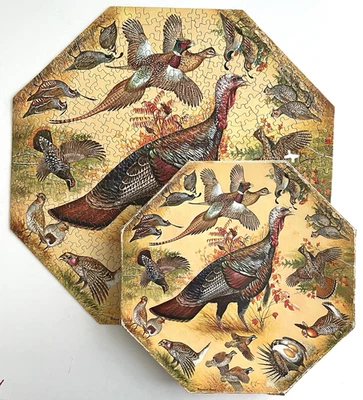 Springbok Okta-Puzzle Upland Game Birds Maynard Reece Octagon Pheasant Vtg 1967 - Image 1 of 4