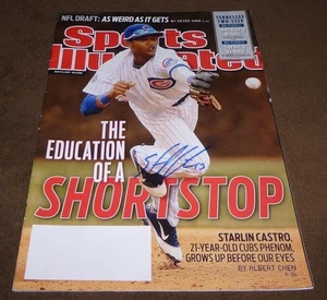 STARLIN CASTRO SIGNED SPORTS ILLUSTRATED MAGAZINE MAY 9, 2011 CHICAGO CUBS AUTO - Picture 1 of 1