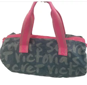 Y2K Victoria Secret Tasche Denim Spell Out Gym Seesack Weekender Reise hellblau - Bild 1 von 11