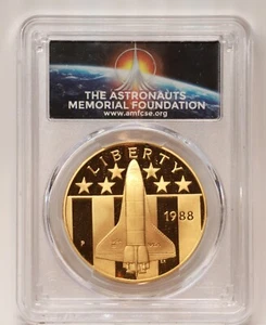 1989 P Young Astronauts Bronze Medal Space Shuttle PCGS PF68 UCAM AMFCSE label - Picture 1 of 2
