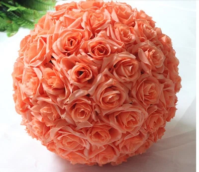 9-10 Inches Orange Rose Flower Ball Wedding decoratin Ball Kissing Ball USA  - Image 1 of 2