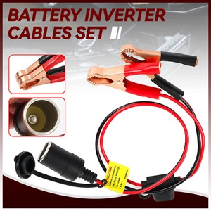 2ft 12V Battery To Cigarette Lighter Adapter Socket Alligator Clip Clamp Cable - Picture 1 of 8