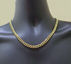 Real 10K Yellow Gold Miami Cuban Chain 7Mm Necklace 18''-28'' Inch 10Kt Unisex
