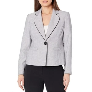 Le Suit Womens Petite 6P Blue Dusk Multi Collared Blazer Jacket NWT CY40 - Picture 1 of 4