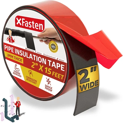 Xfasten Foam Pipe Insulation Tape 2 Inch X 15 Feet Heavy-Duty AC Line Insulation - Image 1 of 4