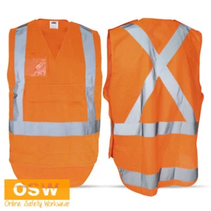 Hi Vis UNISEX Orange Day/Night REFLECTIVE Rail X-Back Detachable Safety Vest - Picture 1 of 5
