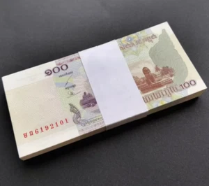 100Pcs Cambodia 100 Riel BANKNOTE CURRENCY UNC 2001 - Picture 1 of 1