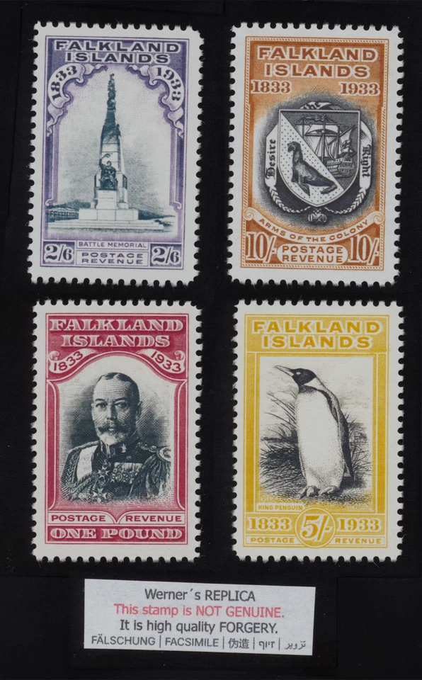 FALSIFICACIÓN - Réplica de Werner de Islas Malvinas 1933 Centenario Set Foto 1 de 1