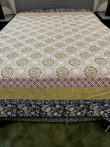 ANTHROPOLOGIE Magura cotton queen duvet cover. Tie closure. BOHO. Reversible - Picture 1 of 9