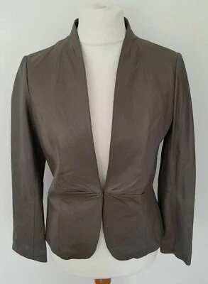 M&S PORTFOLIO - Soft REAL LEATHER Jacket MINK Size 10/12 - NEW WITH TAGS - Image 1 of 4