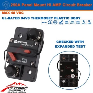 250A Hi AMP Circuit Breaker Dual Battery Manual Reset IP67 12V 48 Volt Fuse Car - Picture 1 of 8