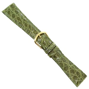 19mm deBeer Olive Green Genuine Crocodile Turned Edge Hand Stitched Band Short - Picture 1 of 6