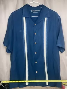Caribbean Mens M Bowling Style Shirt Blue Short Sleeve Button Up Hawaiian Retro - Picture 1 of 4