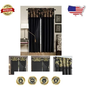 Room Darkening 4-Piece Floral Jacquard Curtain Set with Tassels - Bedroom Decor - Picture 1 of 9