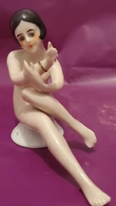 Art Deco Akt BADEN SCHÖNHEIT Puppenbau Nadelkissen Teile schwarze Haare - Bild 1 von 8