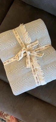 Dreamy Rikka Cotton Blended Chevron Throw Blanket,  Ash Grey, 57x79 - Image 1 of 2