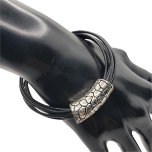Silver Tone Multi Strand Magnetic Close Bracelet - Picture 1 of 11
