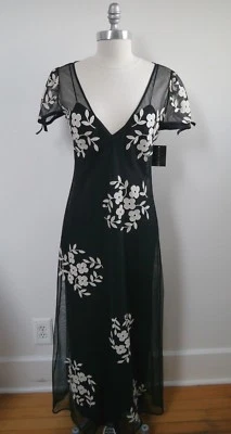 NUEVO RALPH LAUREN Black Label $798 malla floral bordado largo maxi vestido talla 2 Foto 1 de 4