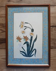 Pintura acuarela floral china vintage flores borde pintado a mano - Imagen 1 de 7