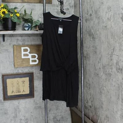 Camisa túnica Alfani para mujer detalle nudo alto-bajo 100059200MS negra M Foto 1 de 4