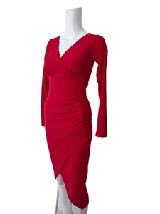NEW LOOK Dress Size XS 6 Red Party Bodycon Midi Split Womens NEW EU34 RRP £30 - Picture 1 of 13