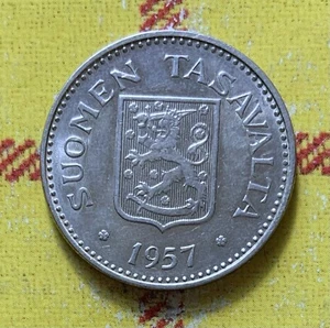 FINLAND 200 markkaa 1957 KM42 AU silver 28mm, arms / trees - Picture 1 of 3