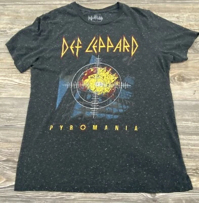 Def Leppard "Pyromania"  T-Shirt (2018) Men's Large Heather Black Graphic Print  - Image 1 of 4