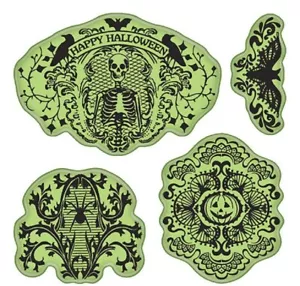 Inkadinkado Halloween Spitze Kürbisschädel, Spiker Fledermaus Set Kleben Gummistempel - Bild 1 von 1