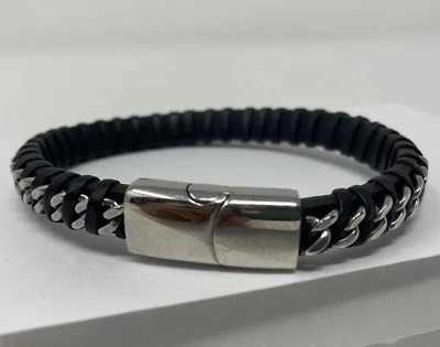 Impresionante pulsera de cadena trenzada para hombre en acero inoxidable 7,5 pulgadas   Foto 1 de 4