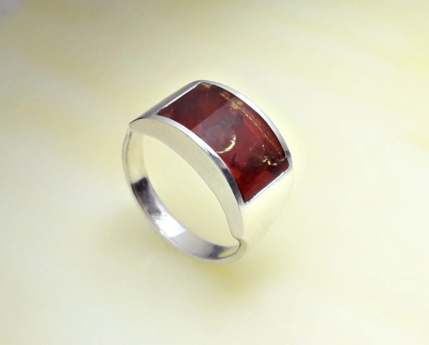 Bernstein Ring Silber 925 Sterlingsilber 17 - 25,5 mm massiv Damen Herren 7c12 - Bild 1 von 1