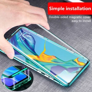 Para vivo V50 5G, Parachoques de Metal Magnético Trasero + Frontal Vidrio Templado Cubierta Estuche - Imagen 1 de 18