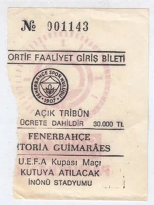 Fenerbahce - Vitoria Guimaraes Vitória SC 1990 Uefa Cup Football Match Ticket - Picture 1 of 2