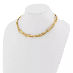 14K Yellow Gold Mesh Diamond-cut 4-strand Wave 17 Inch Necklace - Picture 1 of 4