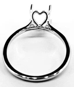 14K White Gold Oval Solitaire Ring Setting Engagement Woven Heart 6x4mm-10x8mm - Picture 1 of 7